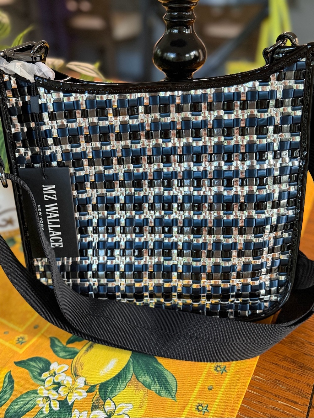 MZ WALLACE Metallic Woven Box Crossbody Bag NWT